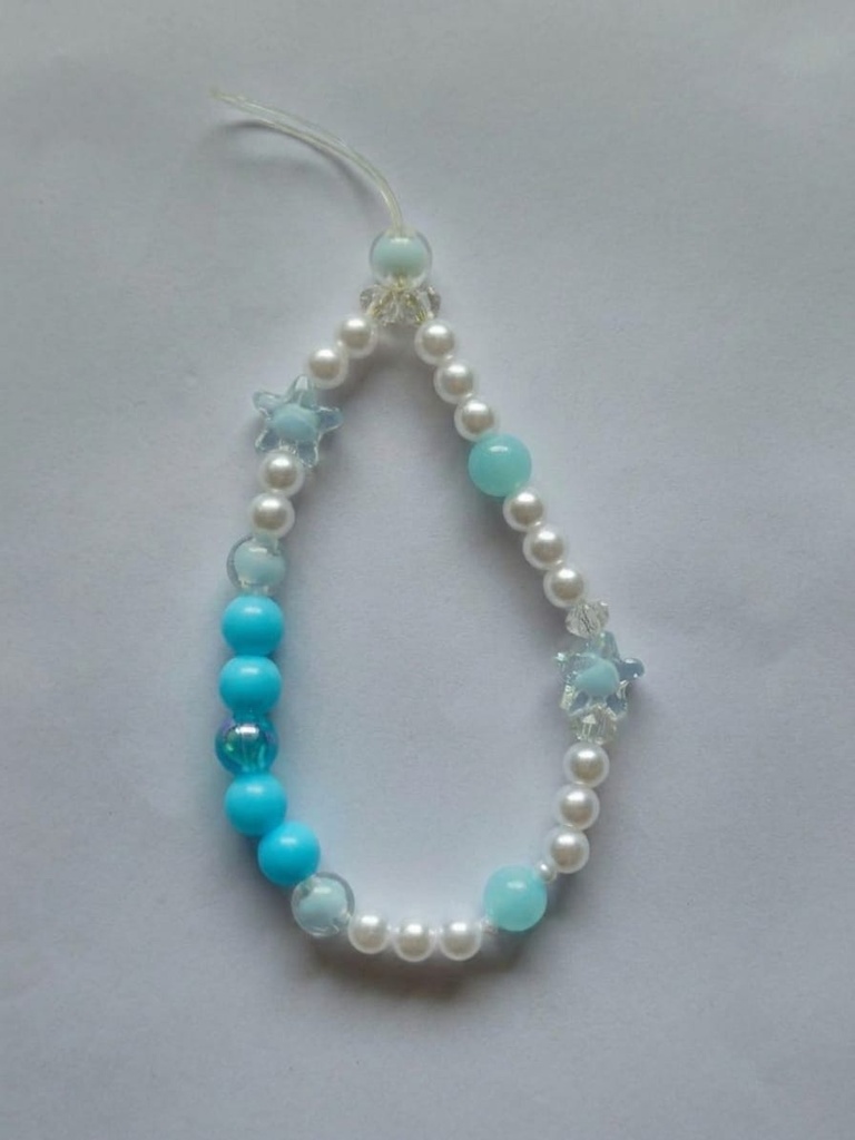 🌊 Ocean Blue Pearl & Dual Star Beaded Phone Charm 🌊