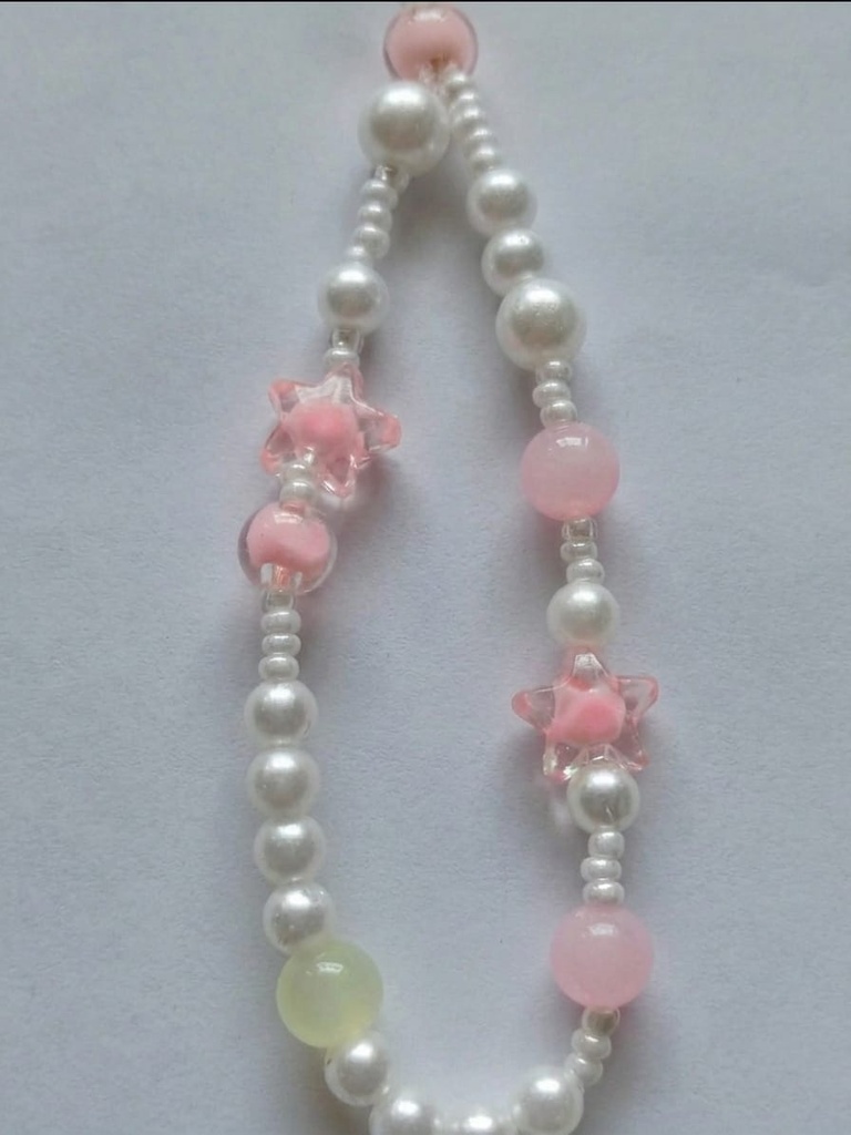🩰 Bubblegum Pink Pearl & Dual Star Beaded Phone Charm 🩰