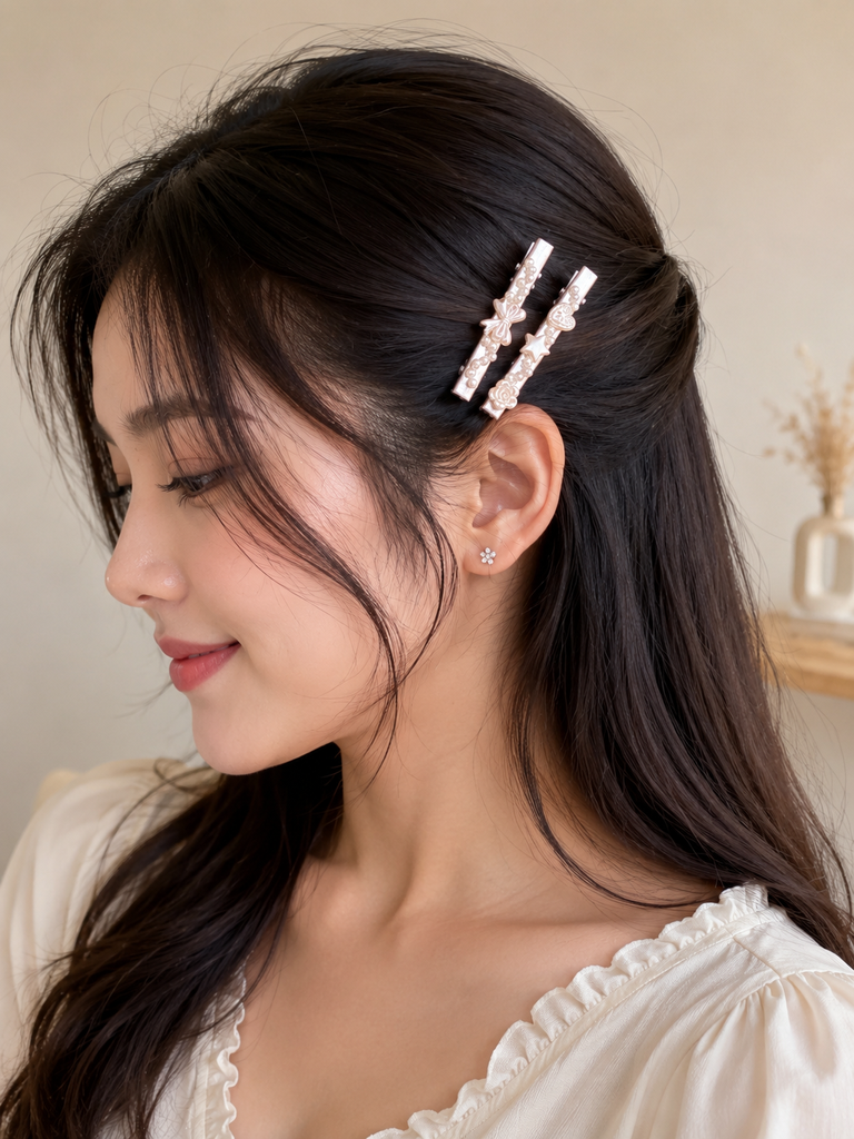 🎀 Coquette Pearl & Bow Hair Clip Set 🎀