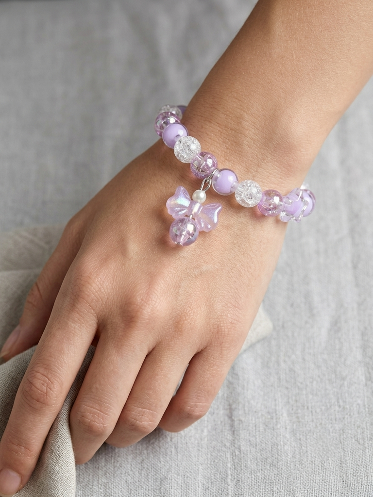 Amethyst Haze Butterfly Charm Bracelet