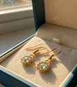 Gold-Tone Crystal Sunflower Drop Earrings